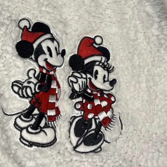 Disney Mickey and Minnie Snowflake Christmas Sherpa Throw Blanket 60x50 - Picture 7 of 7
